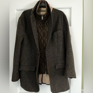 Burberry Wool coat with removable quilted vest!